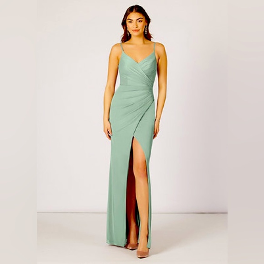 Azazie Adley dress in agave color